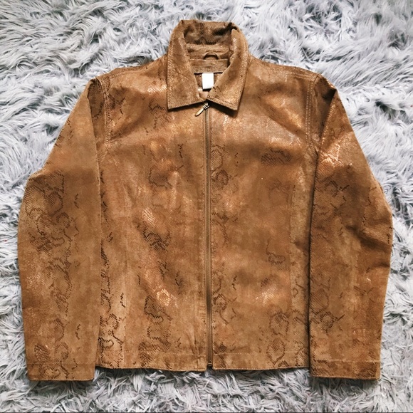 Chico's Jackets & Blazers - LEATHER/ FAUX SNAKE SKIN JACKET